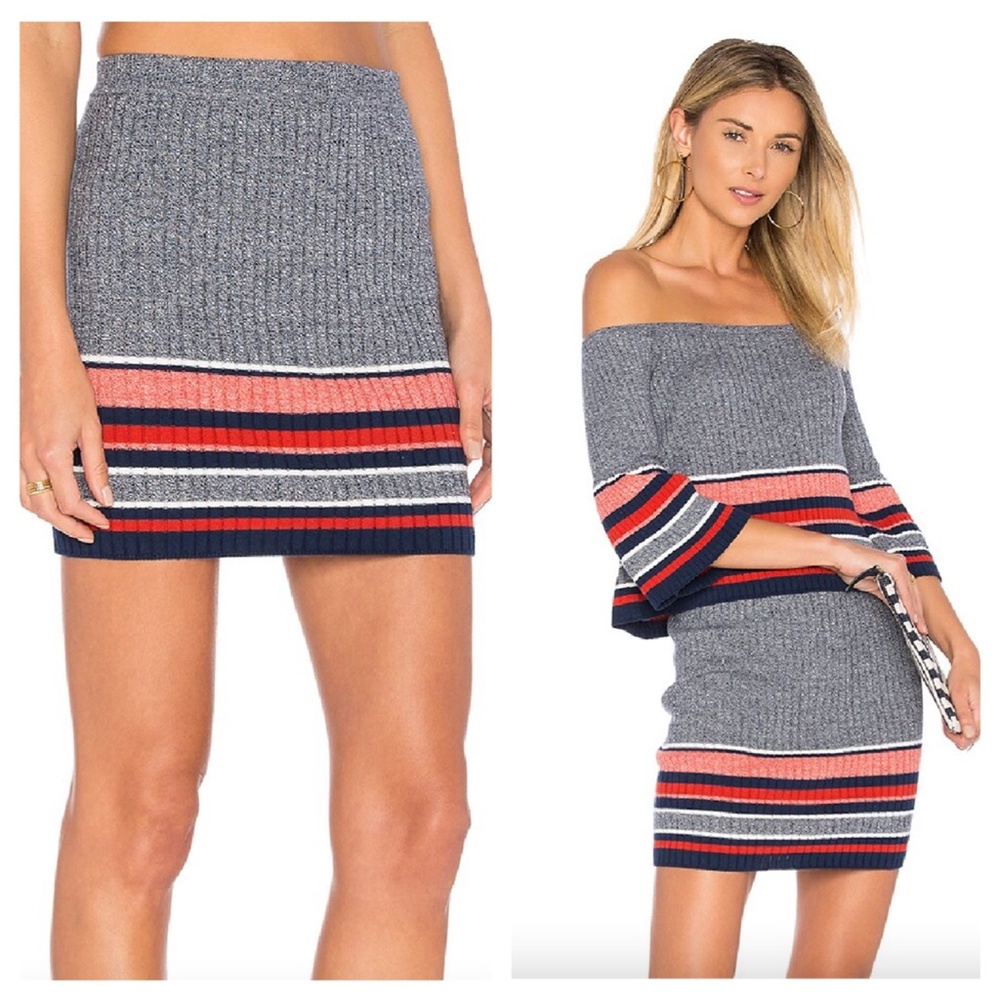 [XS] Lovers + Friends Skye Mini Skirt Red Border Stripe